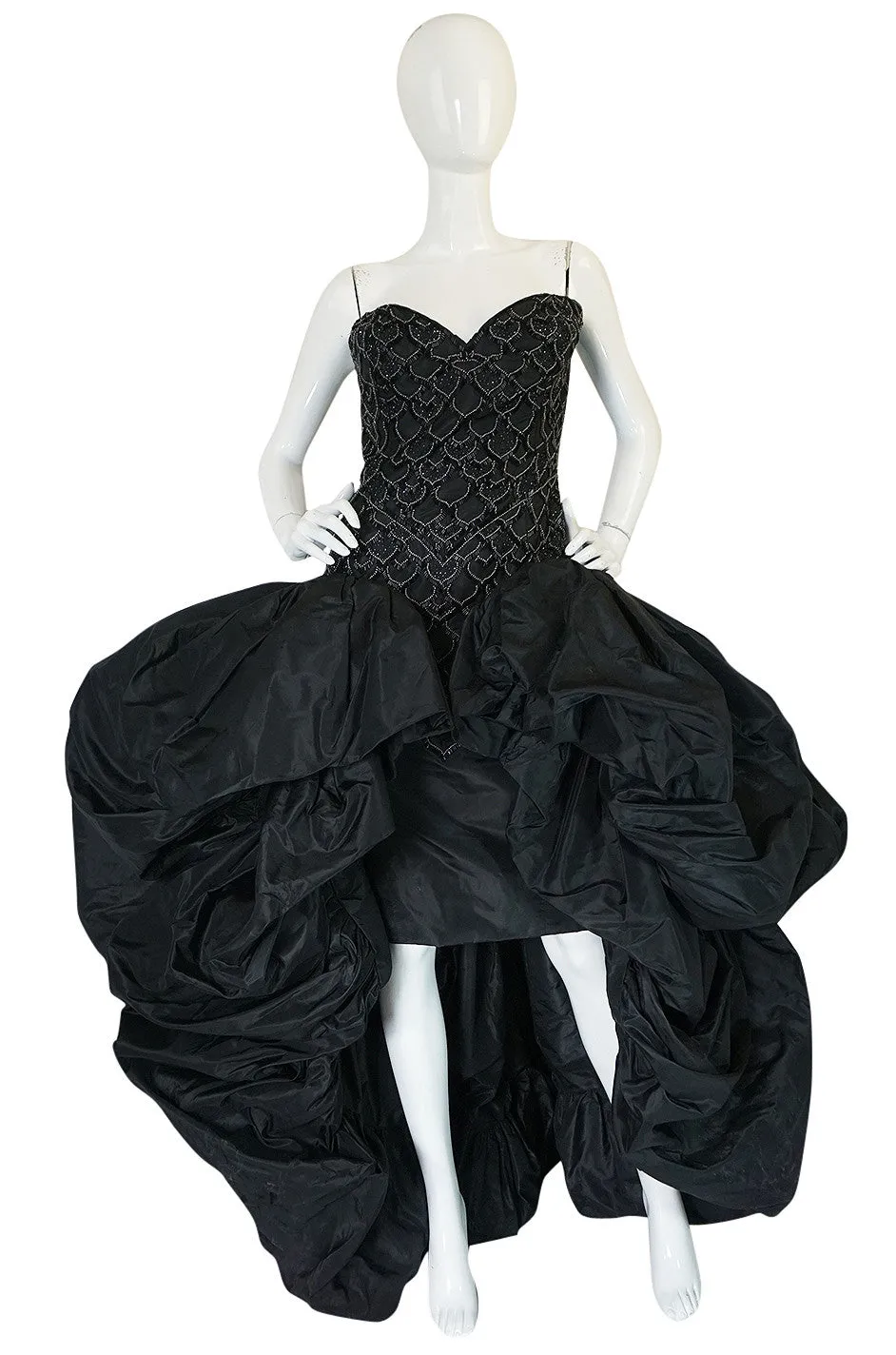 1980s Loris Azzaro Couture Billowing Silk Beaded Gown