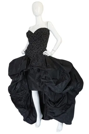 1980s Loris Azzaro Couture Billowing Silk Beaded Gown