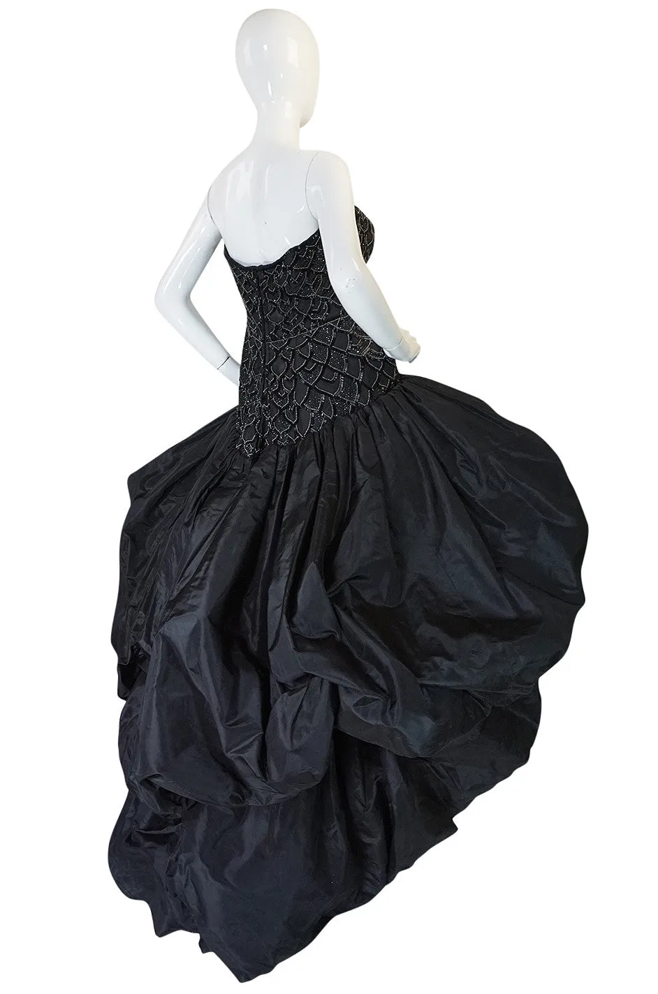 1980s Loris Azzaro Couture Billowing Silk Beaded Gown