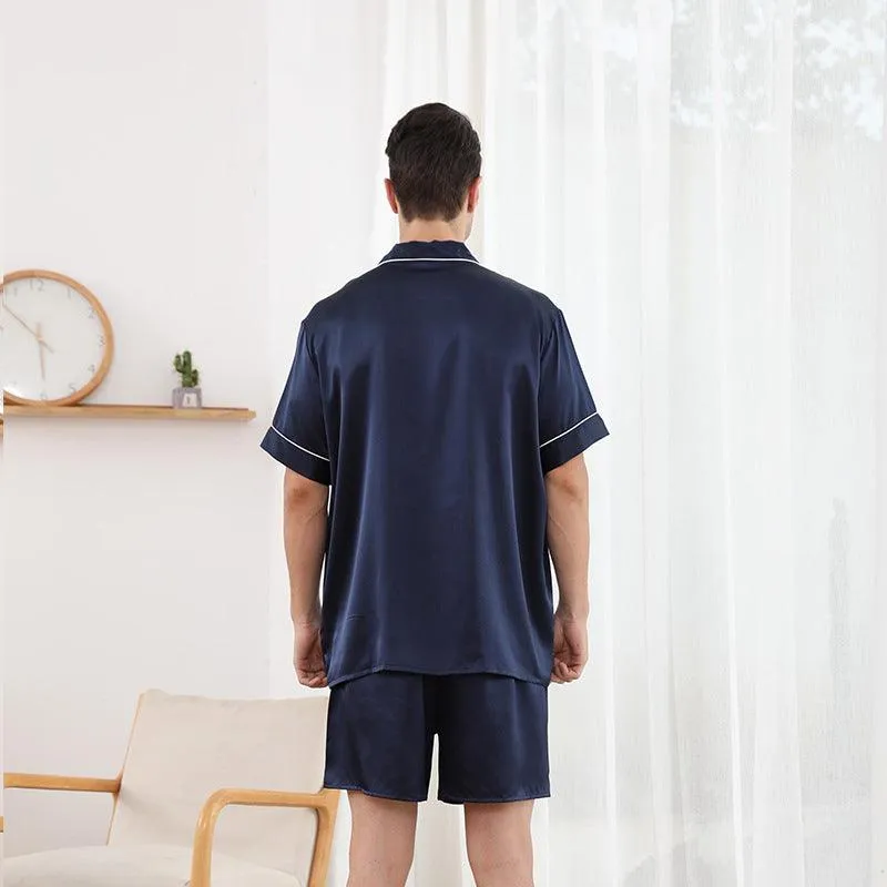 22 Momme Short Silk Pyjamas Set  For Men 100% Pure Silk Sleepwear For Summer