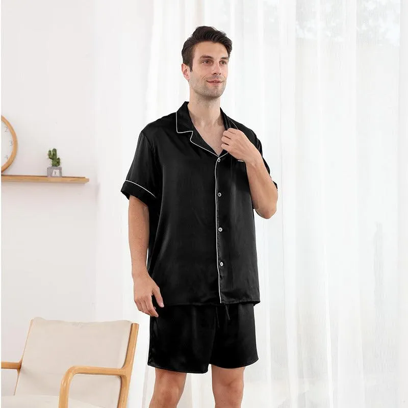 22 Momme Short Silk Pyjamas Set  For Men 100% Pure Silk Sleepwear For Summer