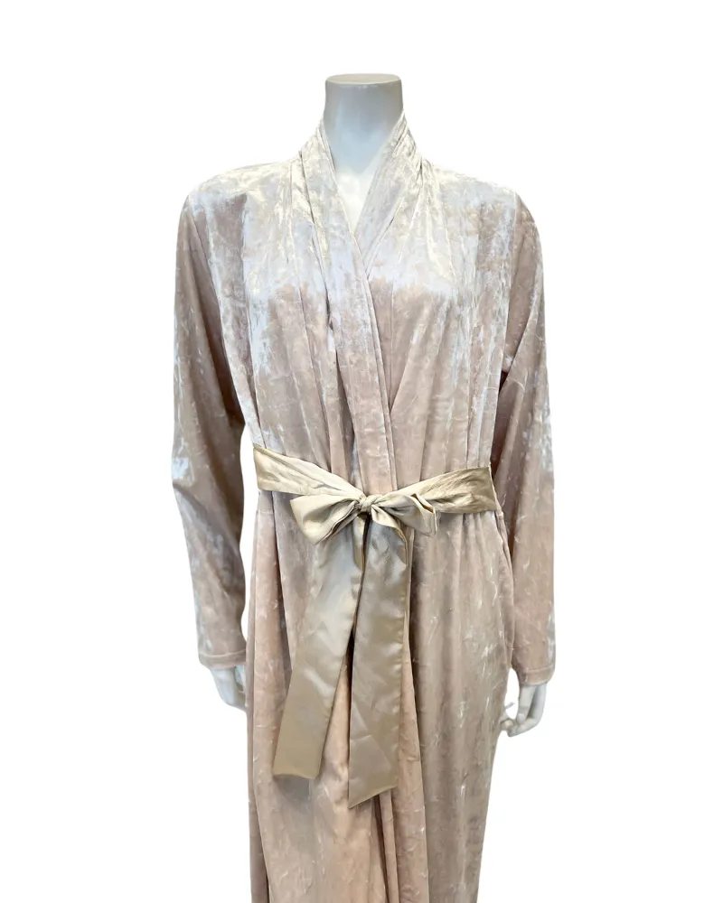 29931D3 Cream Crushed Velvet Morning Robe Wrap