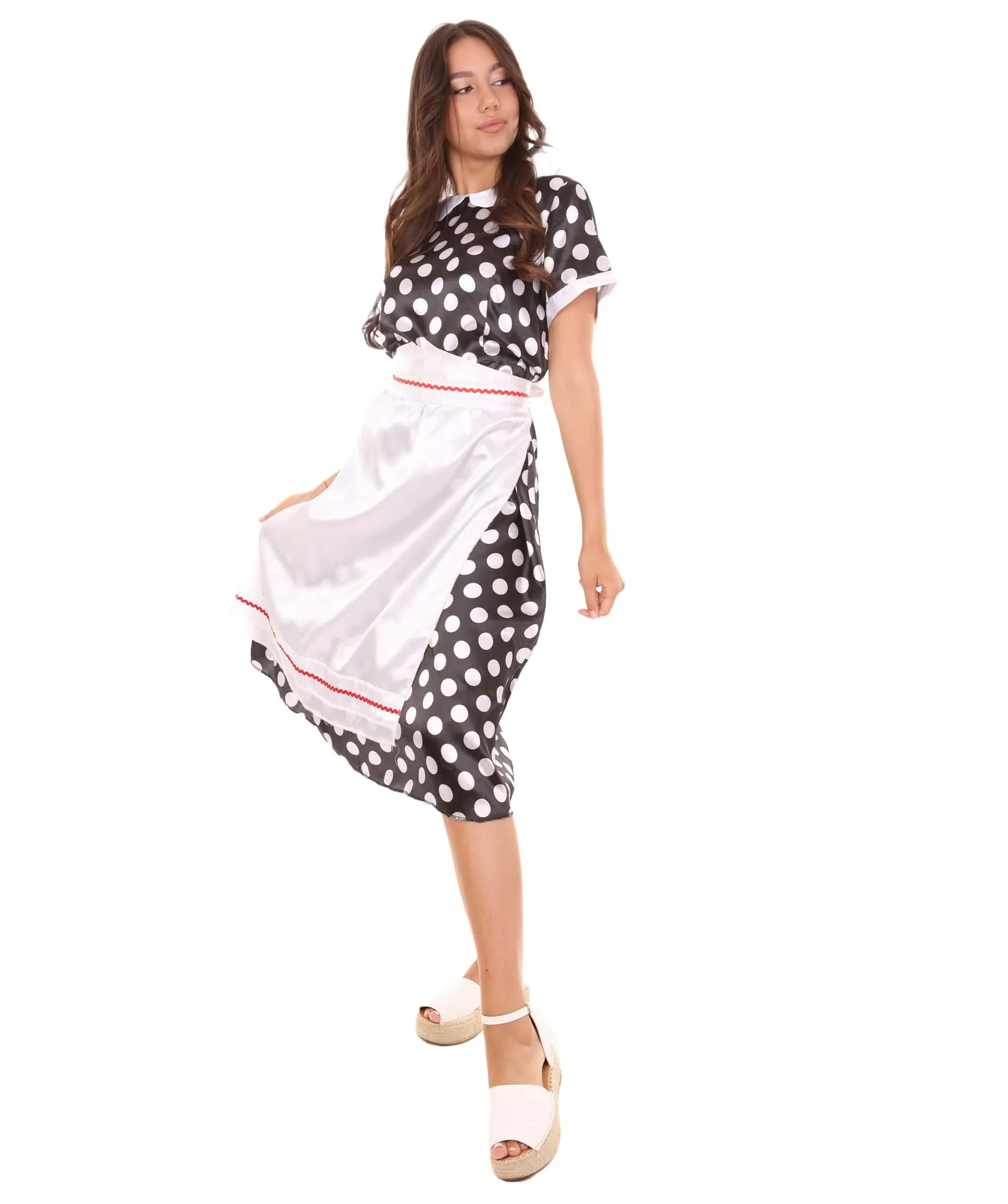 Adult Women's Polka Dot Costume | Black Halloween Cosplay Costume