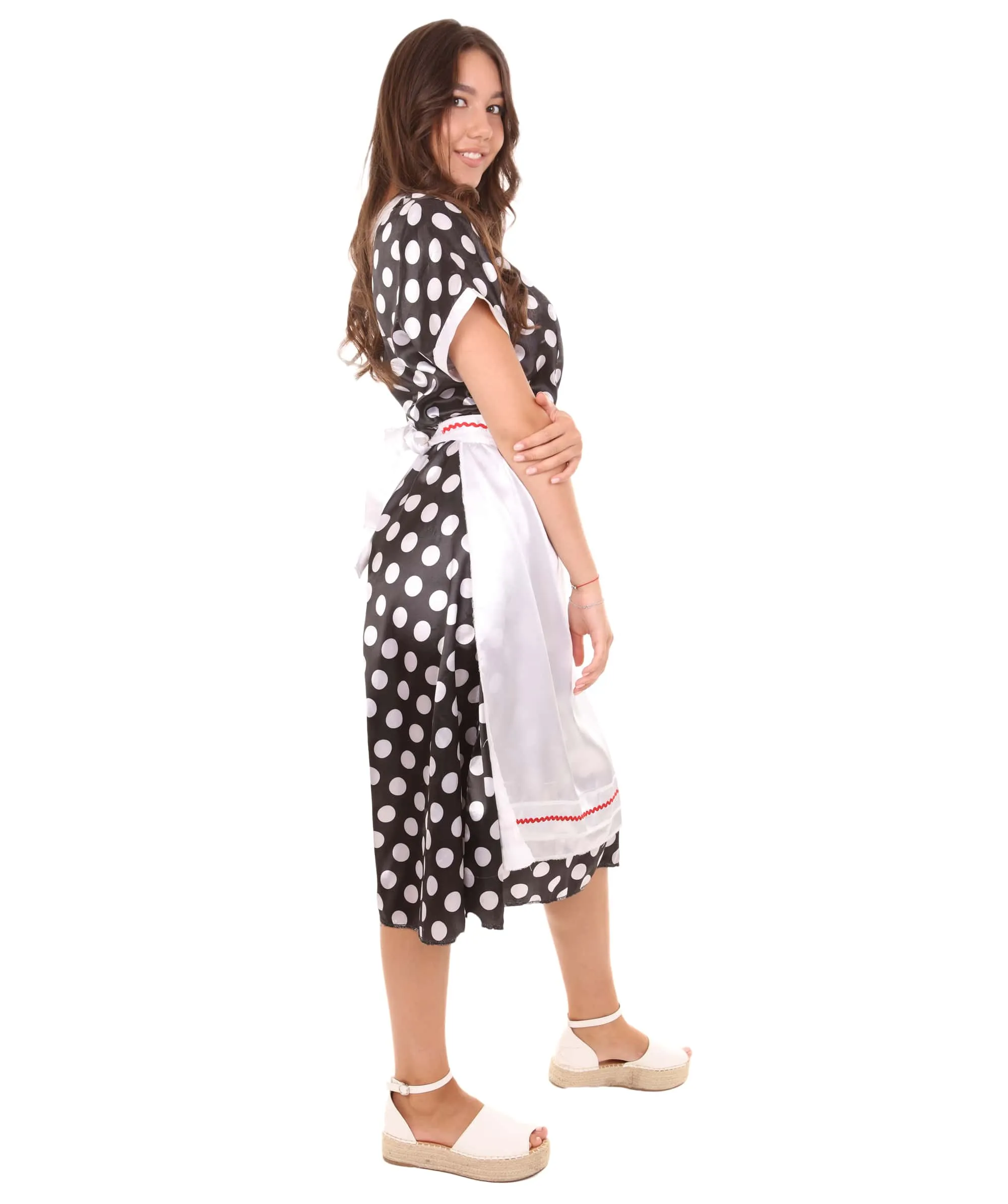 Adult Women's Polka Dot Costume | Black Halloween Cosplay Costume