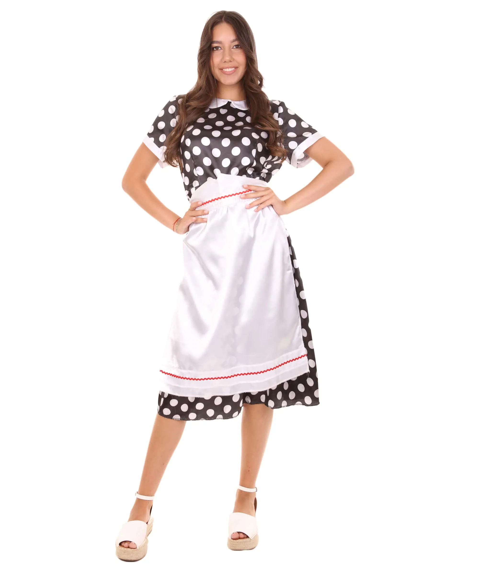 Adult Women's Polka Dot Costume | Black Halloween Cosplay Costume