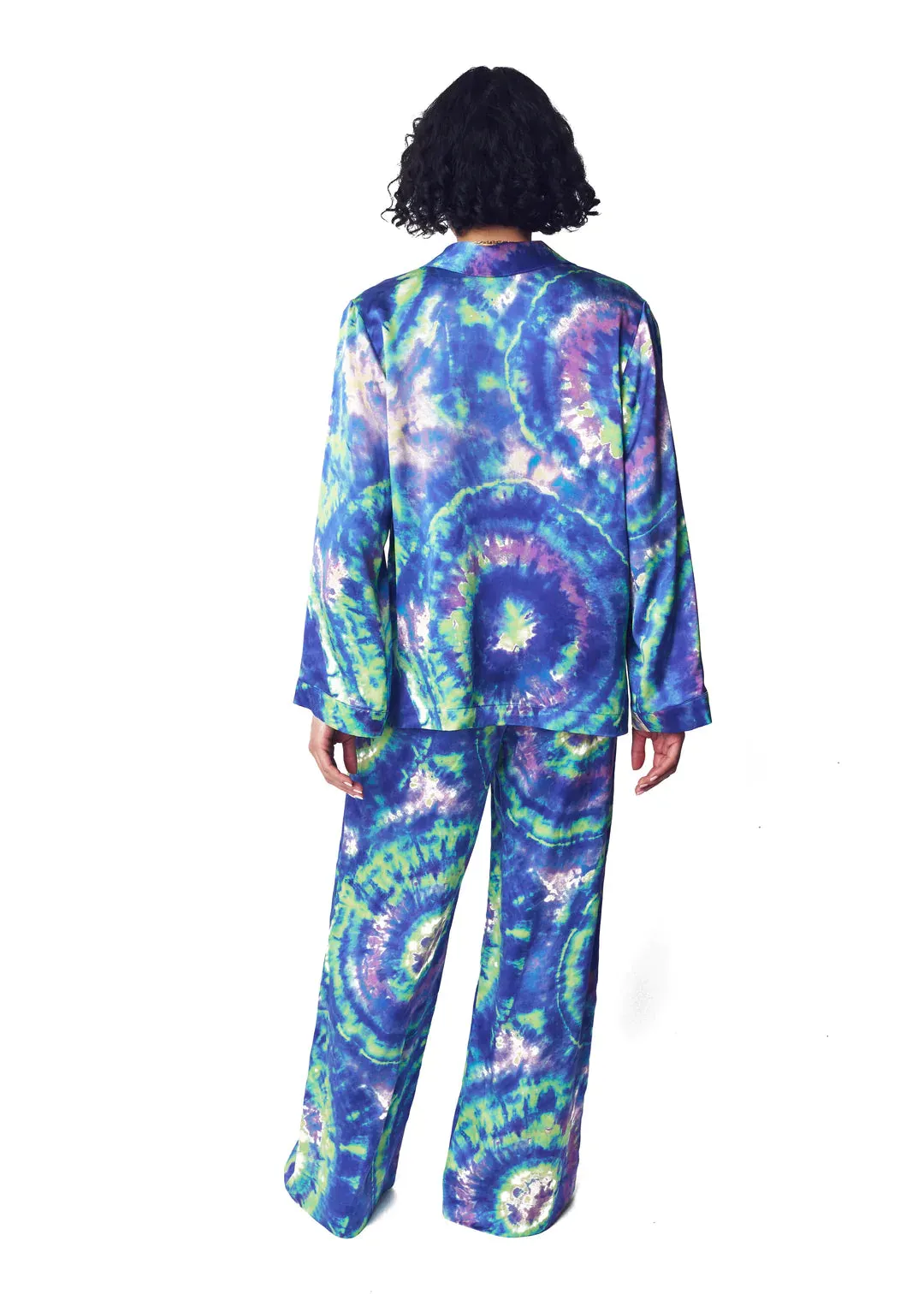 Aura Geode Tie-Dye Silk Pajama Top