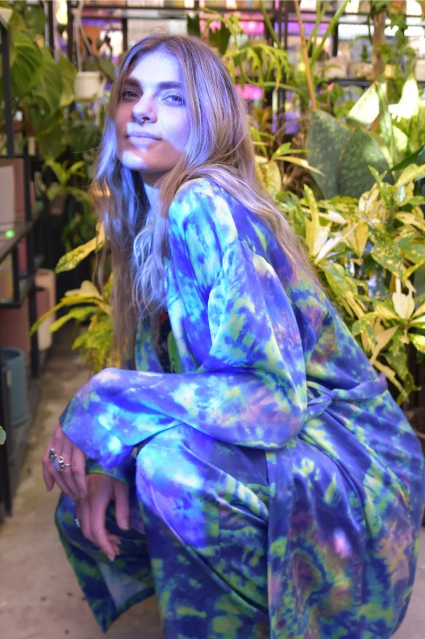 Aura Geode Tie-Dye Silk Pajama Top