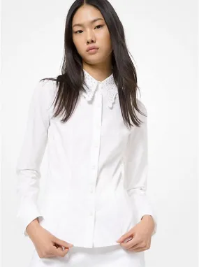 Beaded Eyelet Poplin Shirt