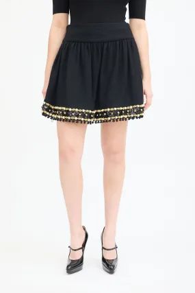 Black Cashmere Blend Embellished Skirt