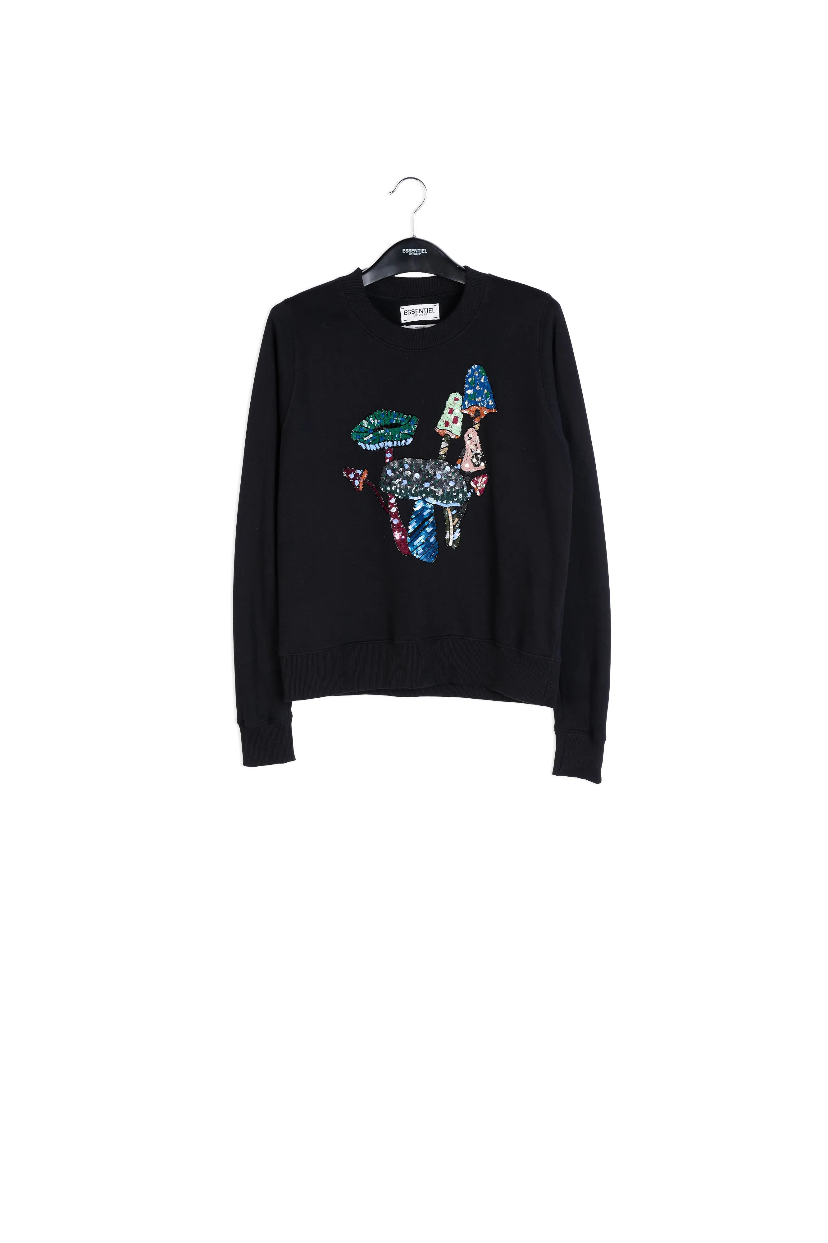 Black sequin embroidered sweatshirt