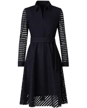 Black Velvet Dot Burn Out Dress