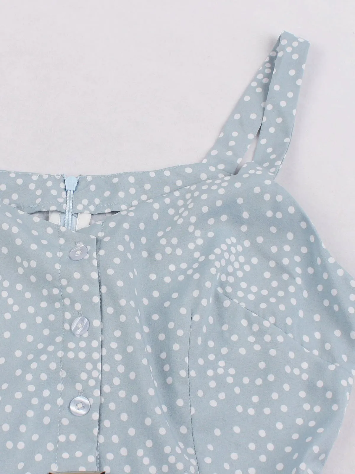 Blue 1940s Polka Dot Strap Dress