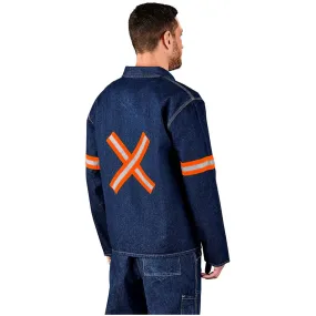 Cast Premium 100% Cotton Denim Jacket - Reflective Arms & Back - Orange Tape