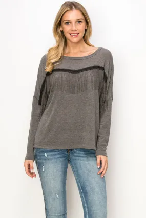 Caviar Fringe Yoke Top