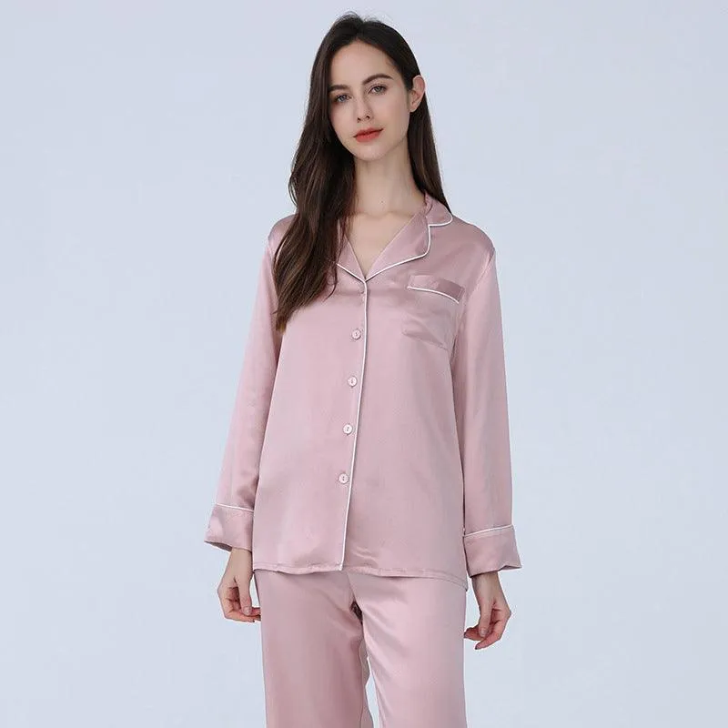 Classic Silk Pajamas Set Long Sleeves 100%  Silk Sleepwear For Women