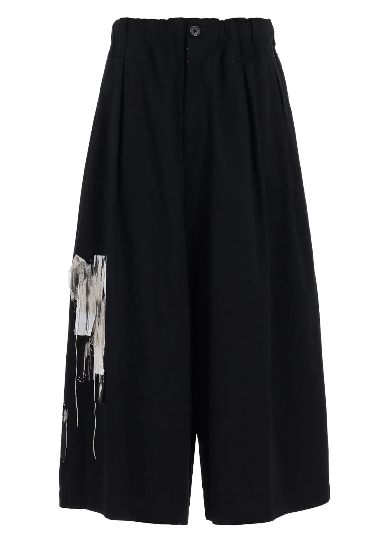 COTTON TWILL "BORO"APPLIQUE CULOTTE PANTS