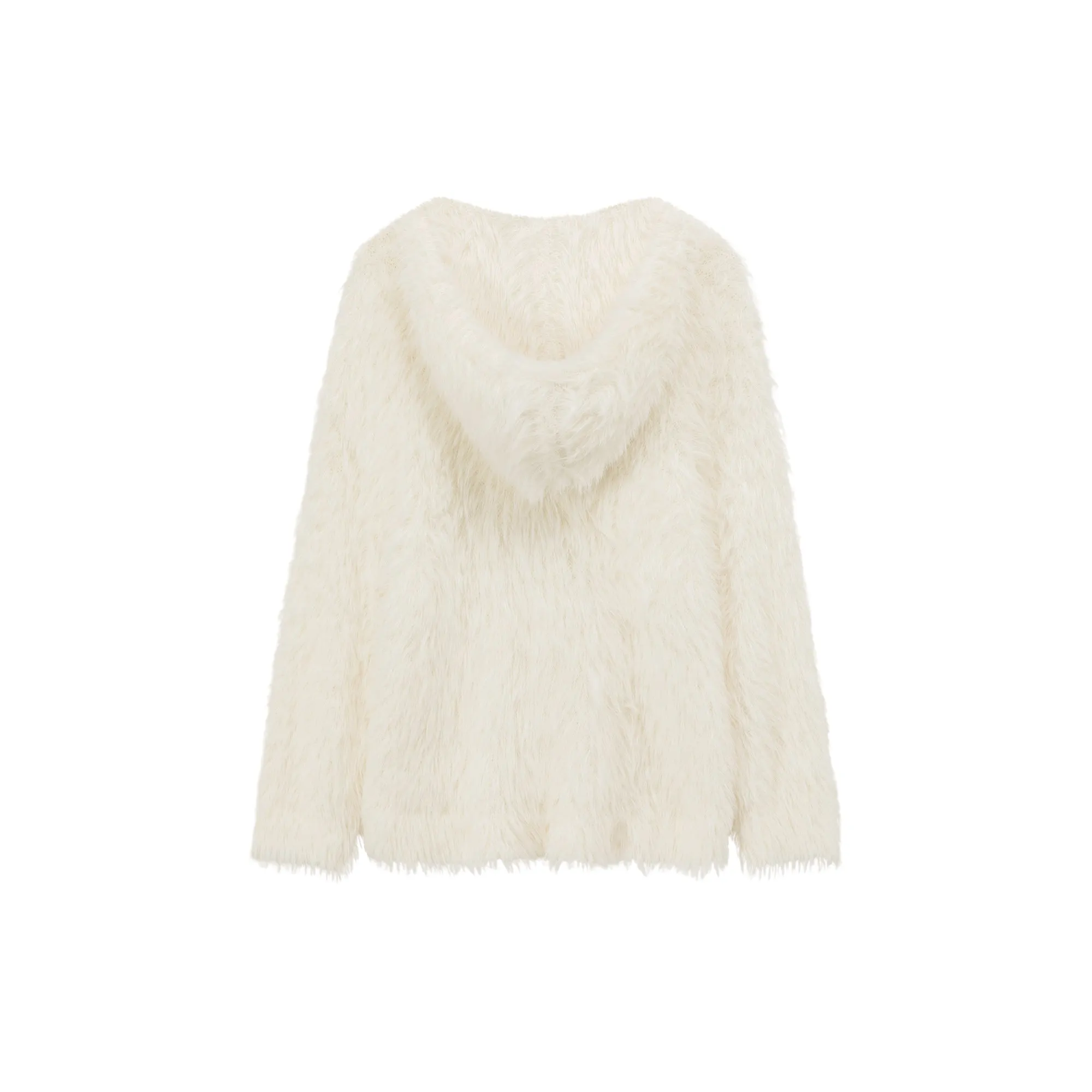 Embroidered Fuzzy Hooded Cardigan