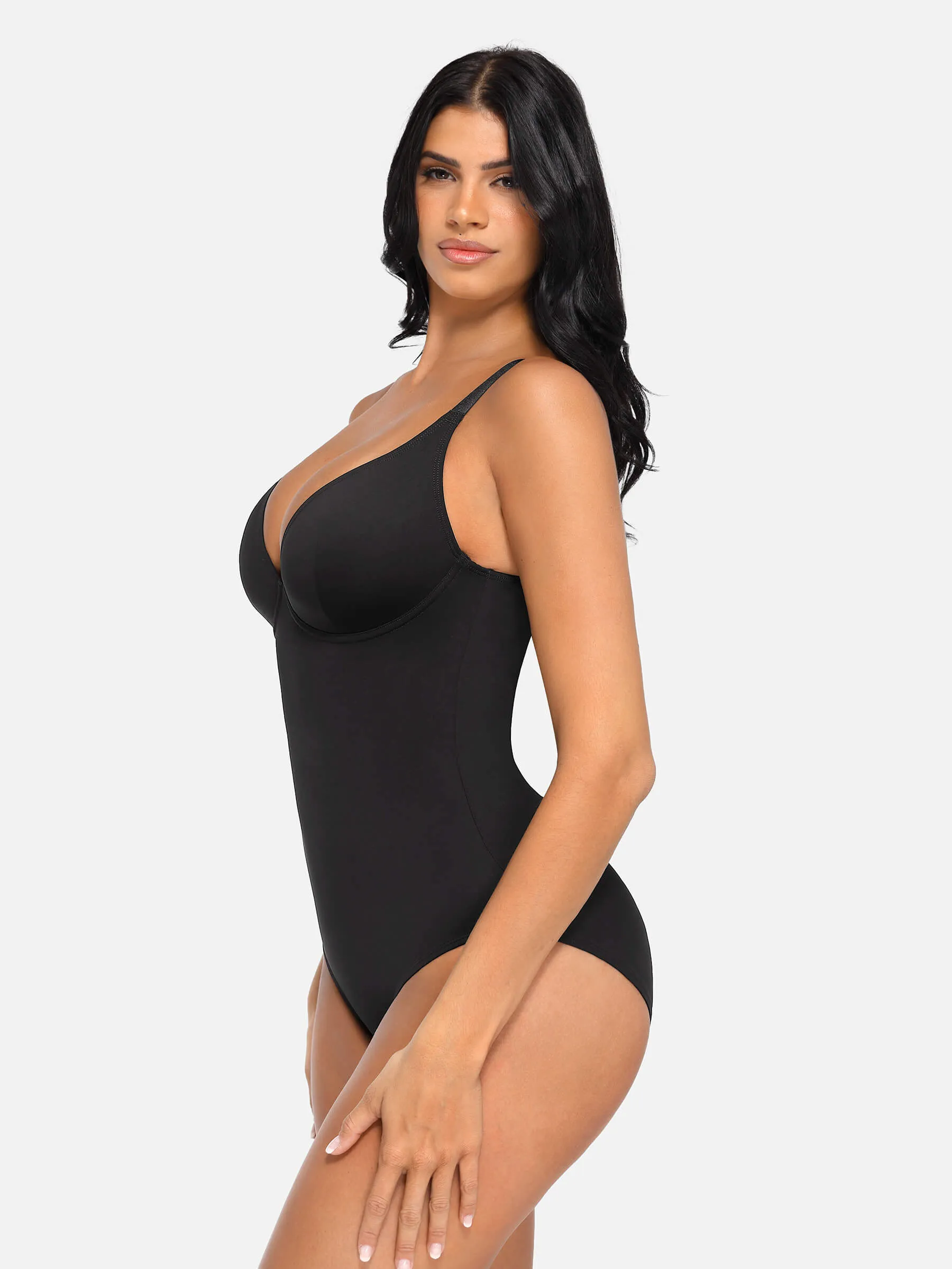 Feelingirl V Neck Tummy Control Thong Bodysuit