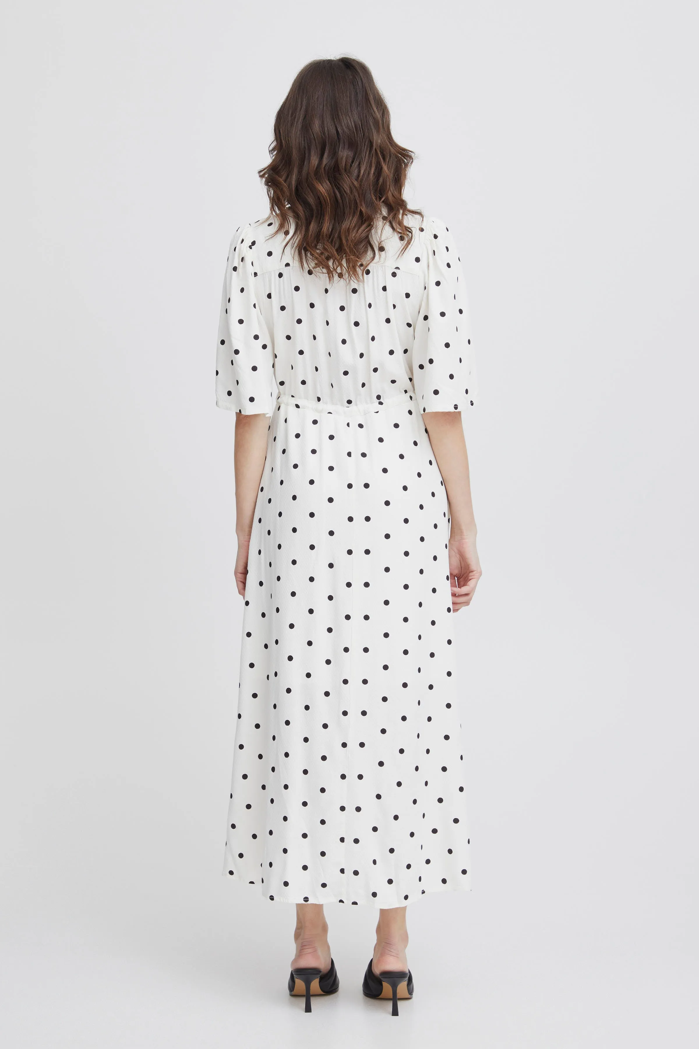 Fransa Polka dot midi dress with drawstring waist and pockets 20613496 2