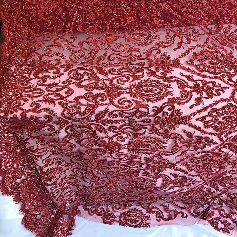 French Beaded Fabric, Lace Fabric Geometric By The Yard