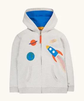 Frugi Carbis Zip Hoodie - Grey Marl/Rocket