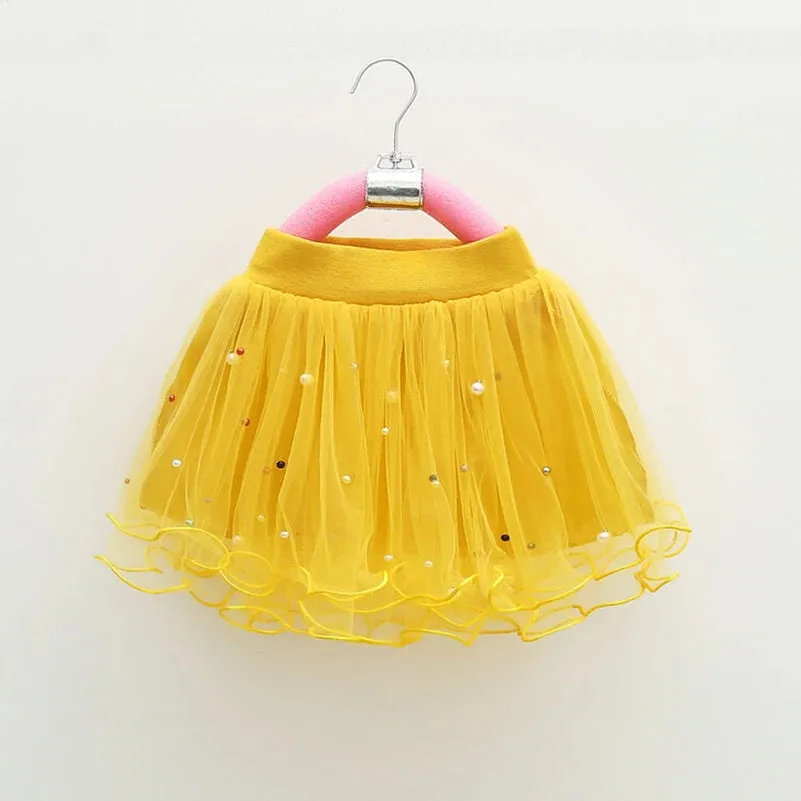 Girl's 2024 Summer New Fashion Solid Color Beaded Princess Half skirt