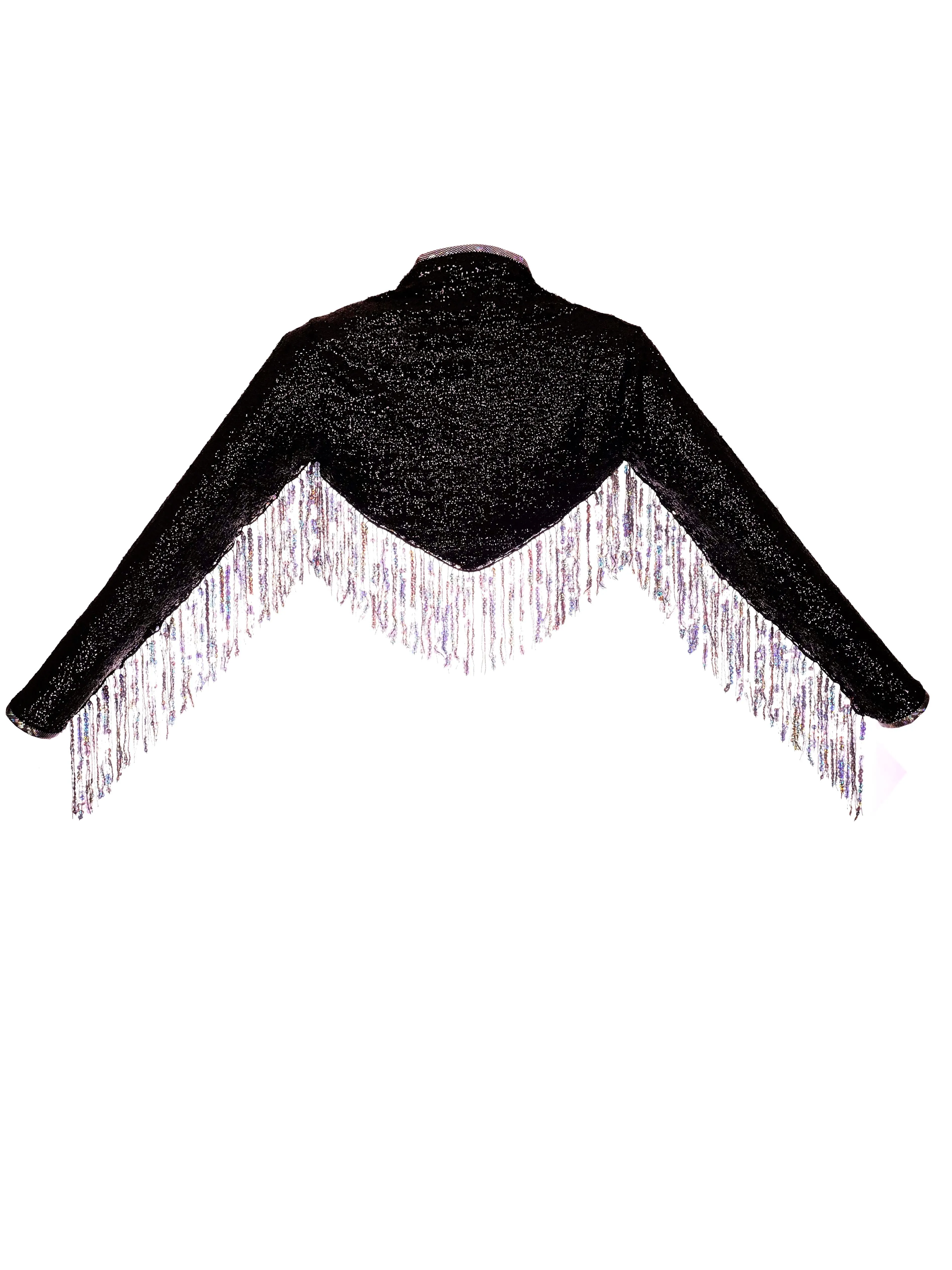 Glitter Galactic | Black & Silver | Sequin Fringe Bolero