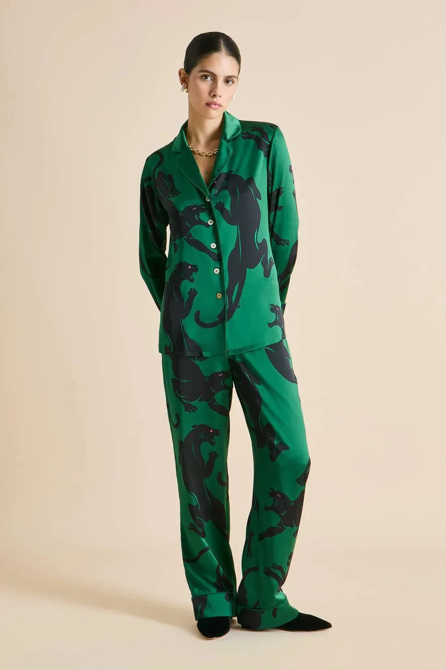 Lila Poiret Green Panther Pajamas