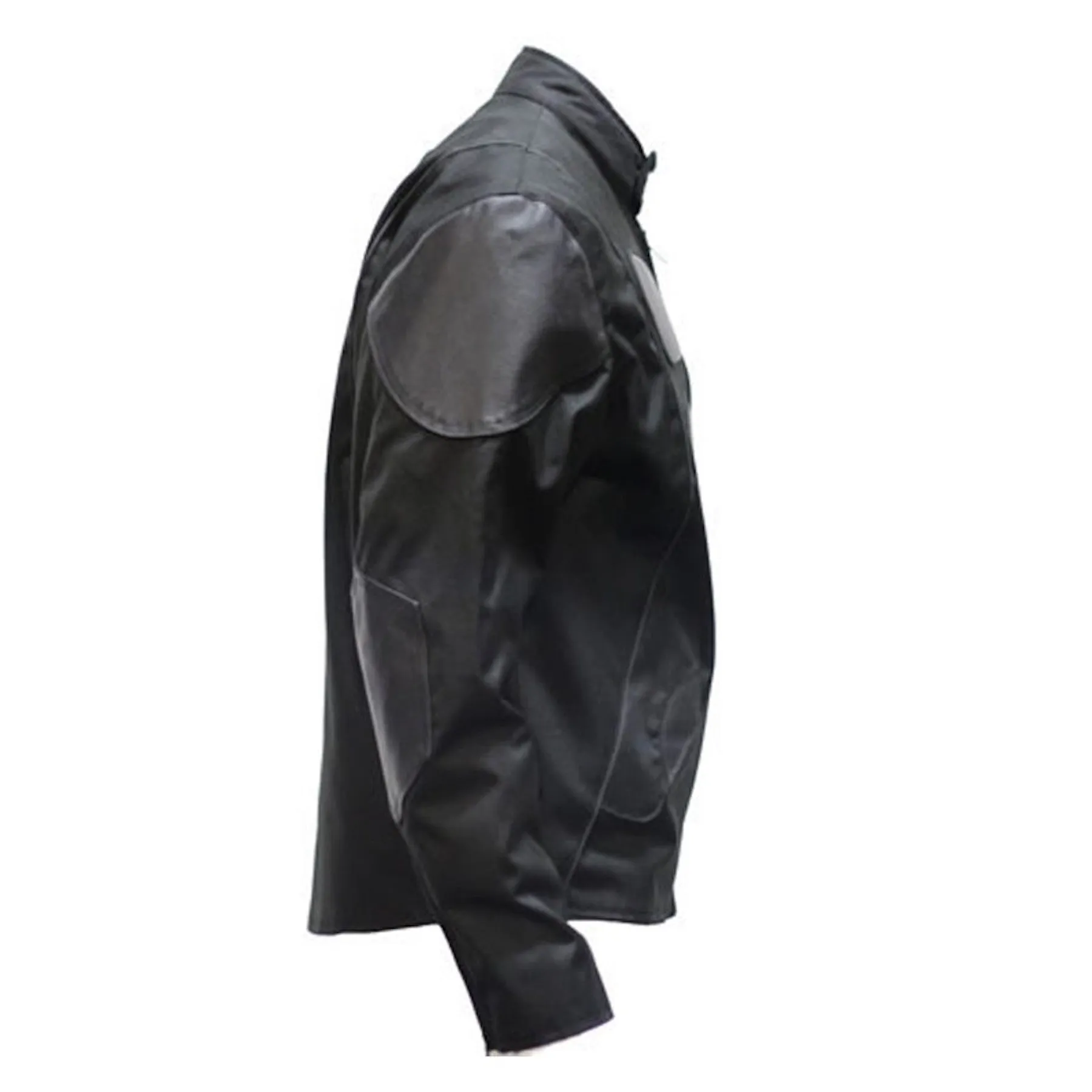 Mens Leather & Textile Motorcycle Jacket with Reflective Stripes