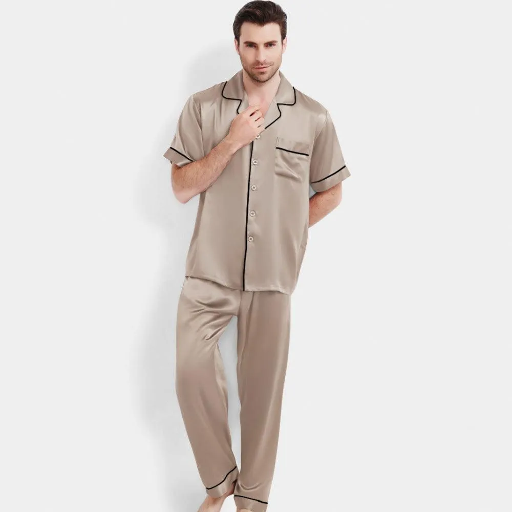 Men's Short Sleeved Silk Pajama Set for Men Silk loungewear