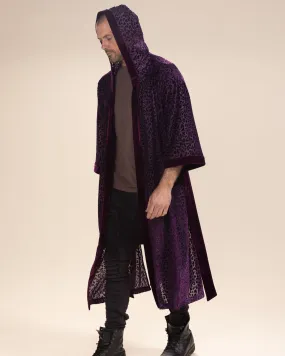 Men's Velvet Kimono | Purple Leopard