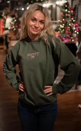 Merry Bow Embroidered Crewneck