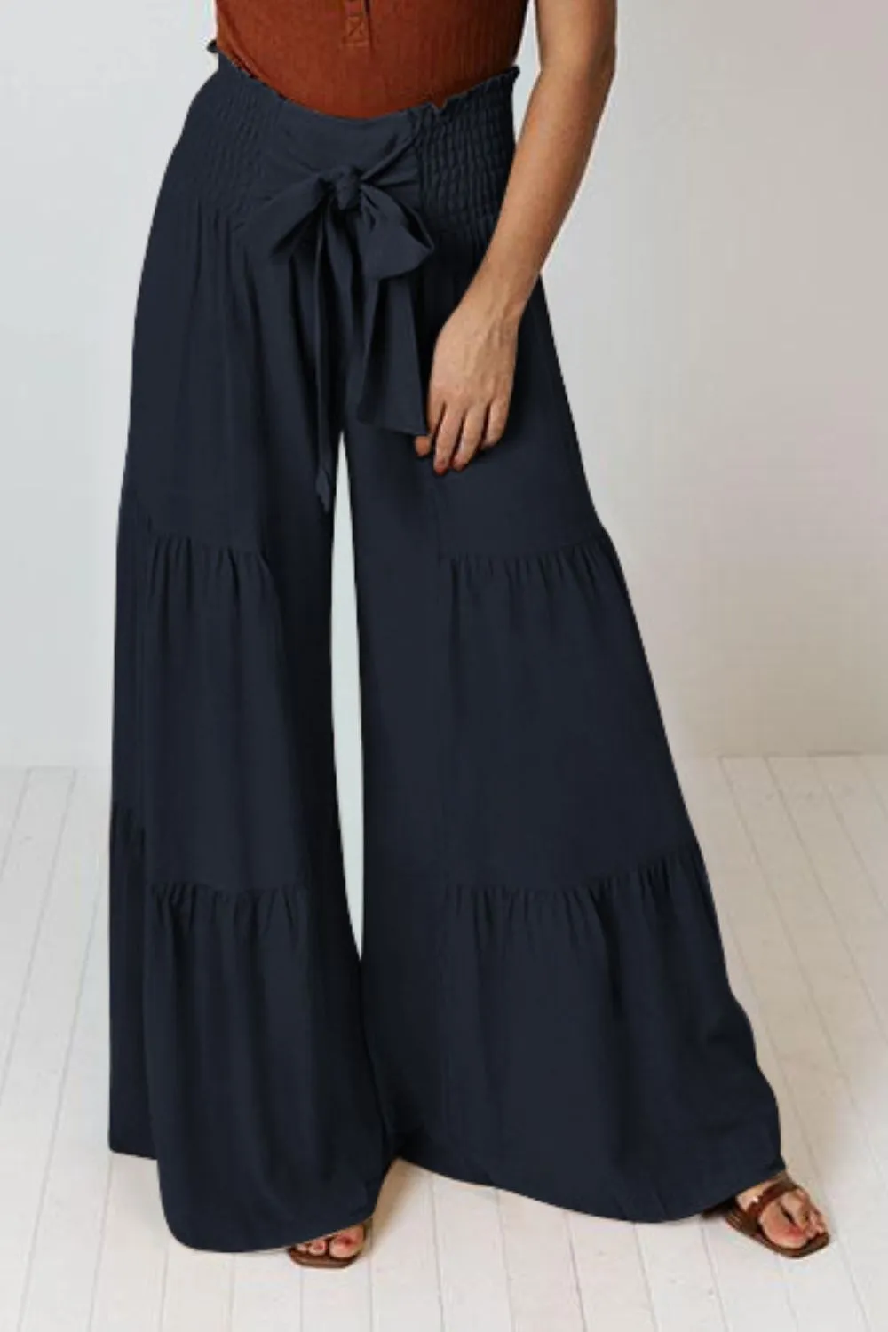 MIA Tie Front Tiered Culottes