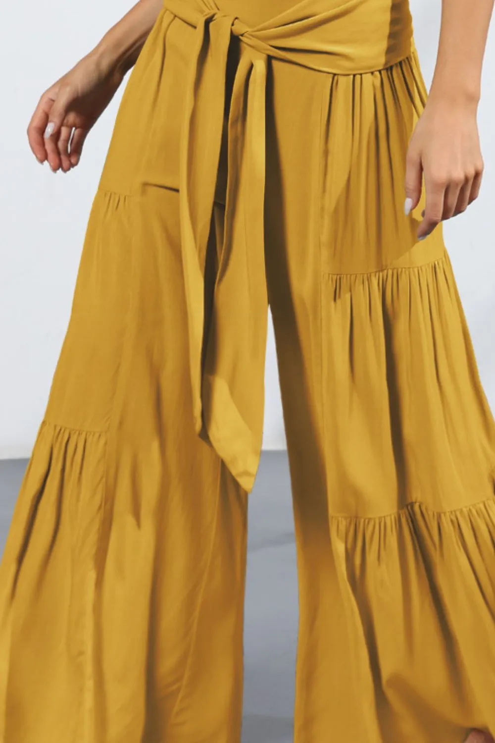 MIA Tie Front Tiered Culottes