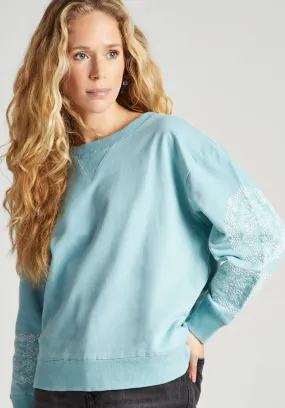 Mika Full Sleeves Embroidered Sweatshirt In Blue