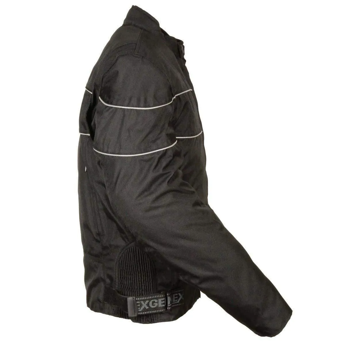 Milwaukee Leather Men's Vented Black Textile Scooter Jacket with Reflective Piping