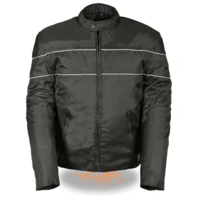 Milwaukee Leather Men's Vented Black Textile Scooter Jacket with Reflective Piping