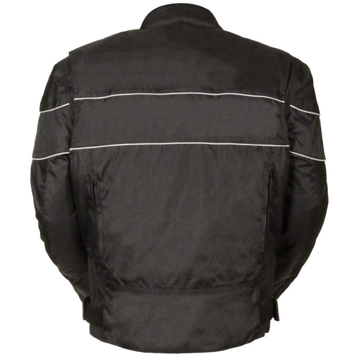 Milwaukee Leather Men's Vented Black Textile Scooter Jacket with Reflective Piping