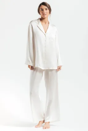 MORGAN Silk Long PJ Set in Ivory