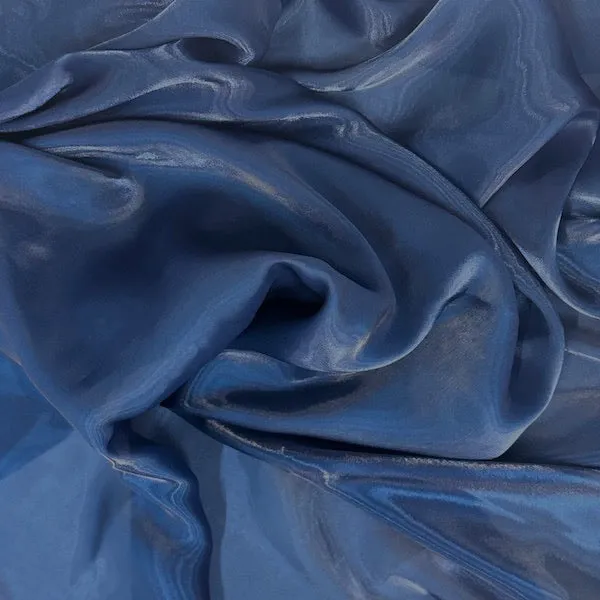 Navy Blue Crystalized Reflective Liquid Silk Chiffon Fabric