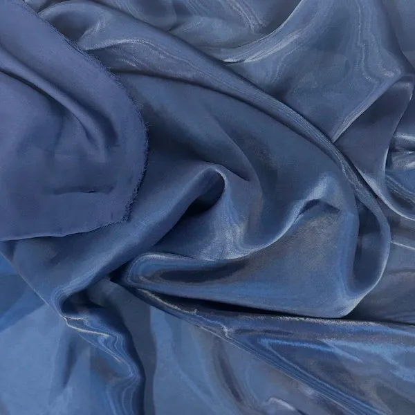 Navy Blue Crystalized Reflective Liquid Silk Chiffon Fabric