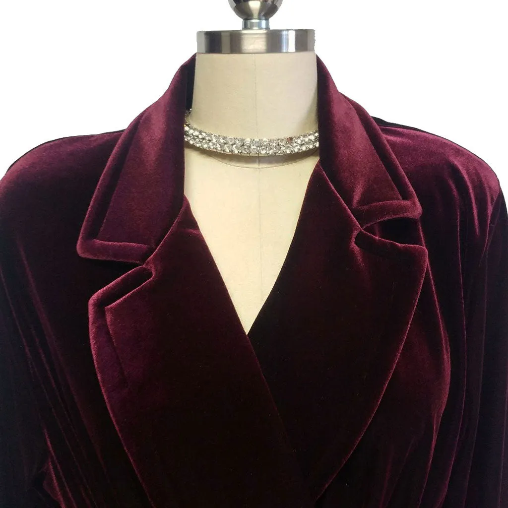 *NEW - DIAMOND TEA LUXURIOUS WRAP-STYLE VELVET VELOUR ROBE IN CLARET - SIZE SMALL #2  - WOULD MAKE A WONDERFUL GIFT!