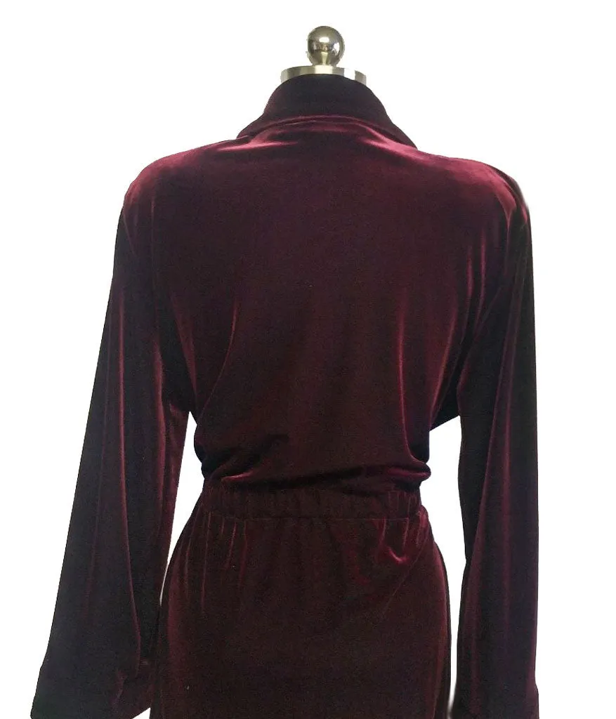 *NEW - DIAMOND TEA LUXURIOUS WRAP-STYLE VELVET VELOUR ROBE IN CLARET - SIZE SMALL #2  - WOULD MAKE A WONDERFUL GIFT!