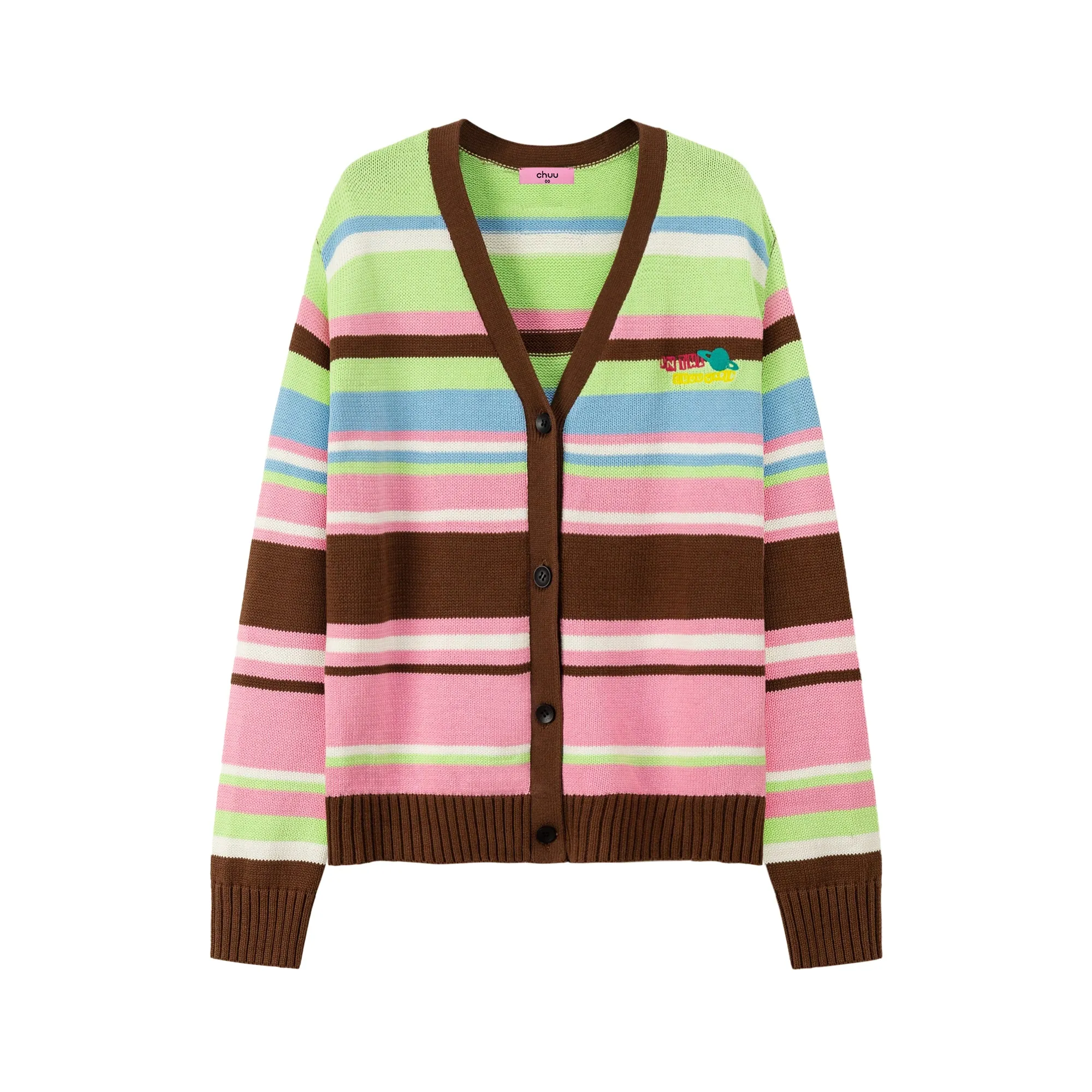 Planet Chuu Embroidered Stripe Cardigan