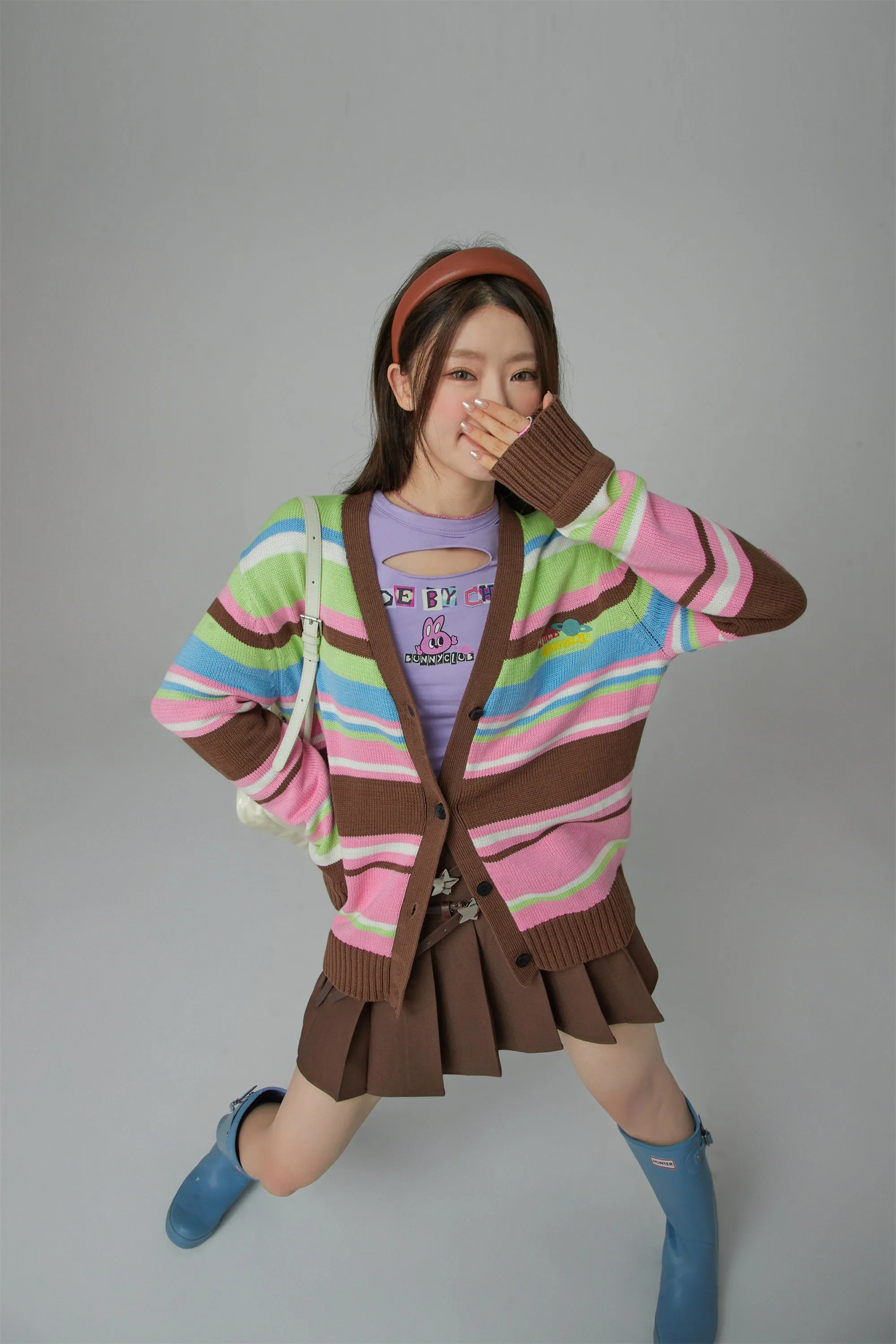 Planet Chuu Embroidered Stripe Cardigan