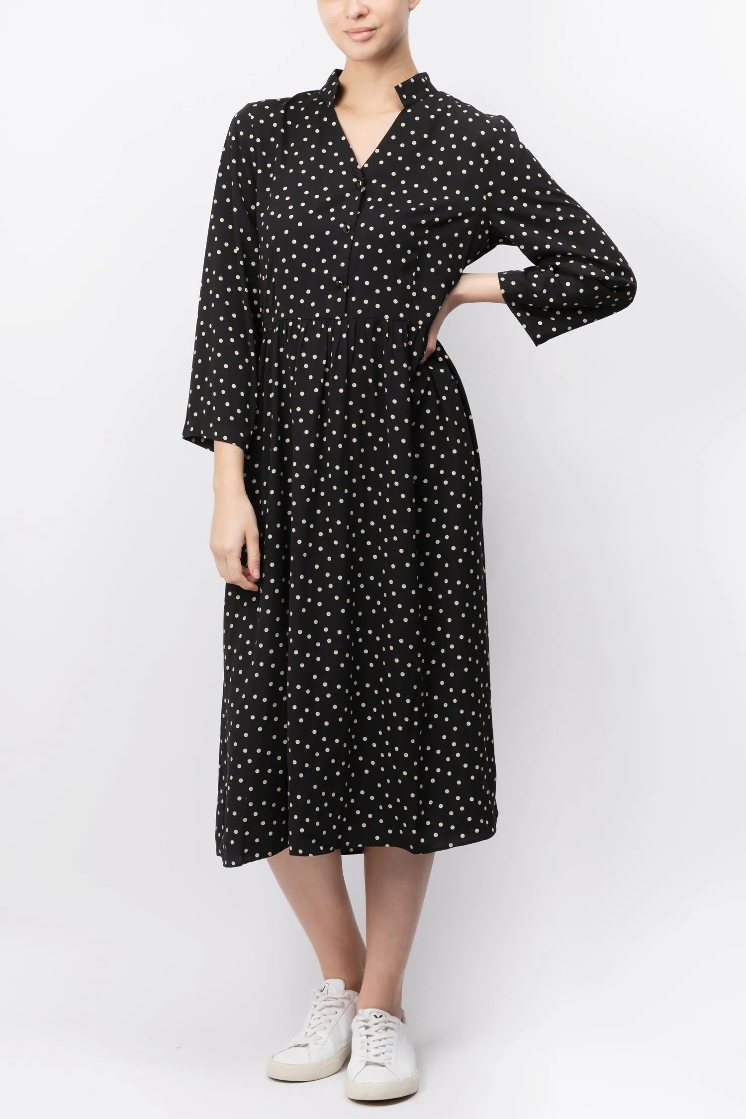 Polka Dot Printed Midi Dress