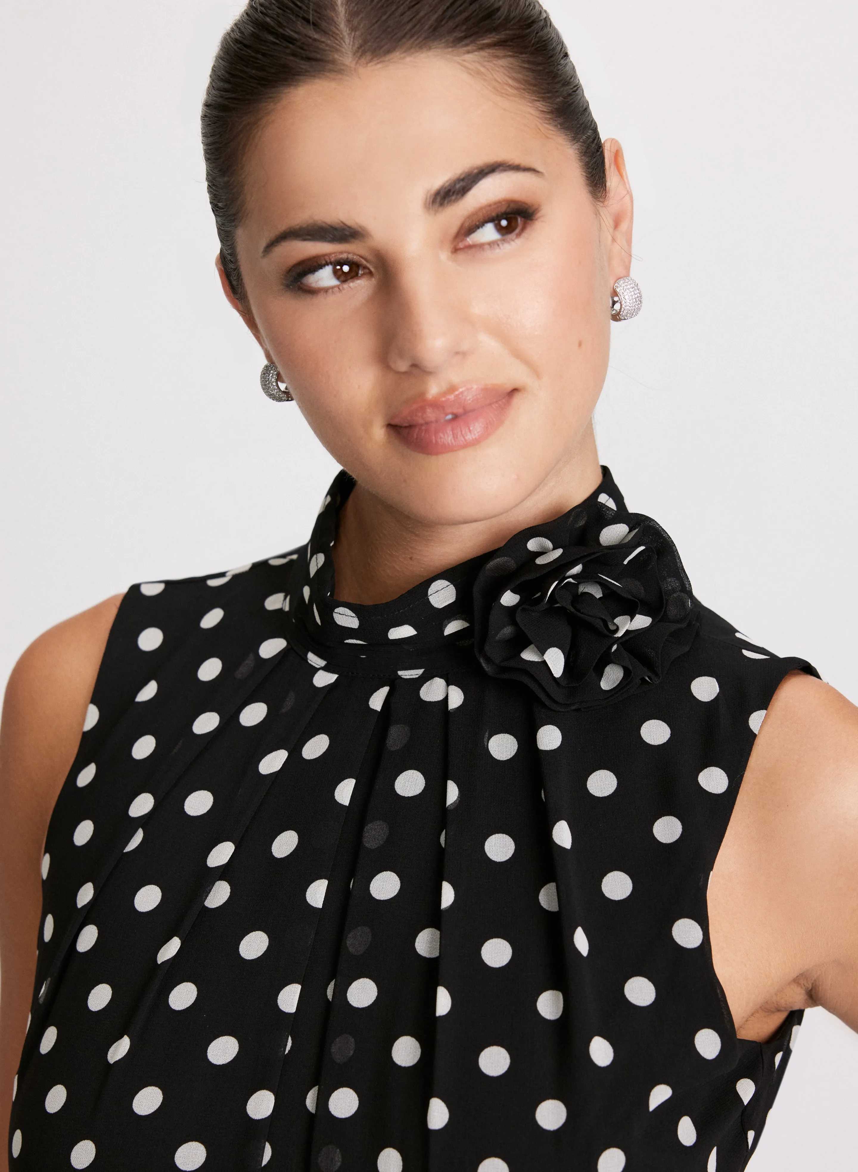 Polka Dot Rosette Detail Jumpsuit