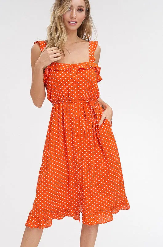 Polka Dot Sundress - Orange