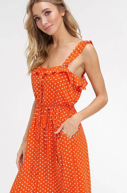 Polka Dot Sundress - Orange