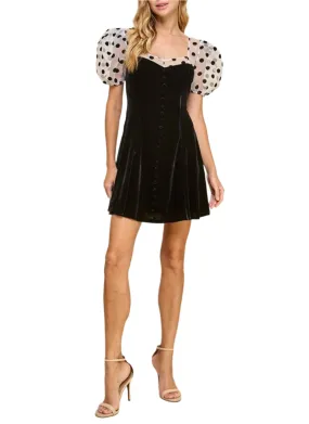 Polka Dot Velvet Mini Dress